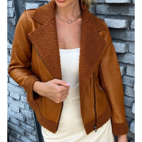 Brown leather jacket